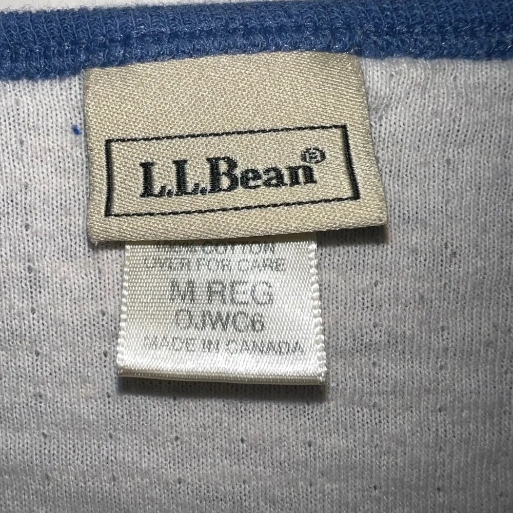 Vintage L.L.Bean 2 Layer Wool‎ Blend Striped Long Sleeve Thermal Shirt Size Med